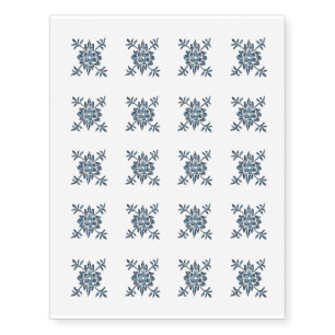 Elegant Blue Floral Design Temporary Tattoos