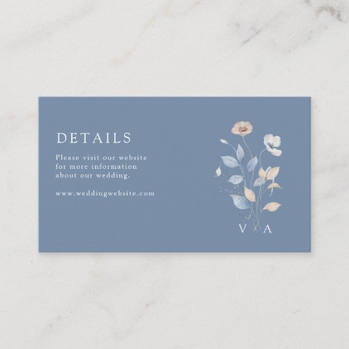 Elegant Blue Floral Detail Enclosure Card