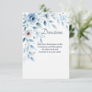 Elegant Blue Floral Directions Enclosure Card