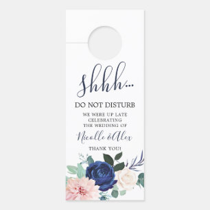 Elegant blue floral door hanger Do Not Disturb