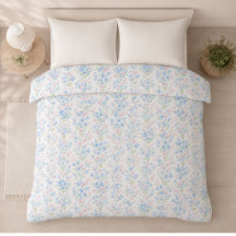 Elegant Blue Floral Duvet Cover