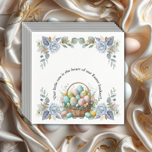 Elegant Blue Floral Easter Egg Basket Baby Shower Napkins