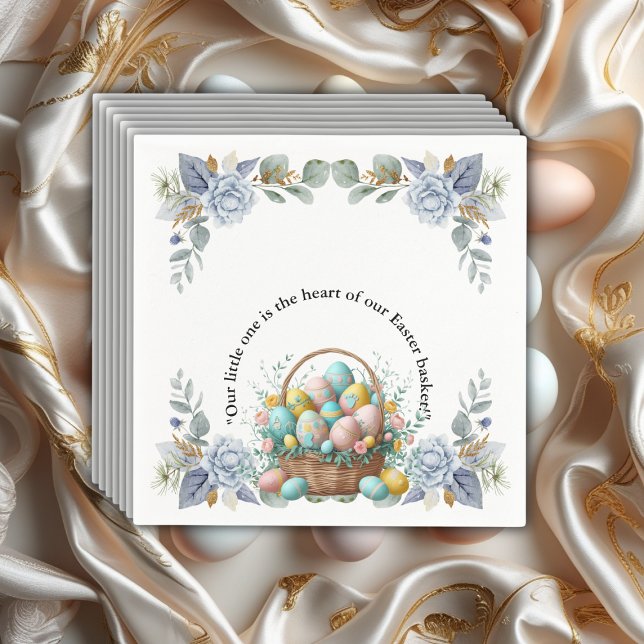 Elegant Blue Floral Easter Egg Basket Baby Shower Napkins (Creator Uploaded)