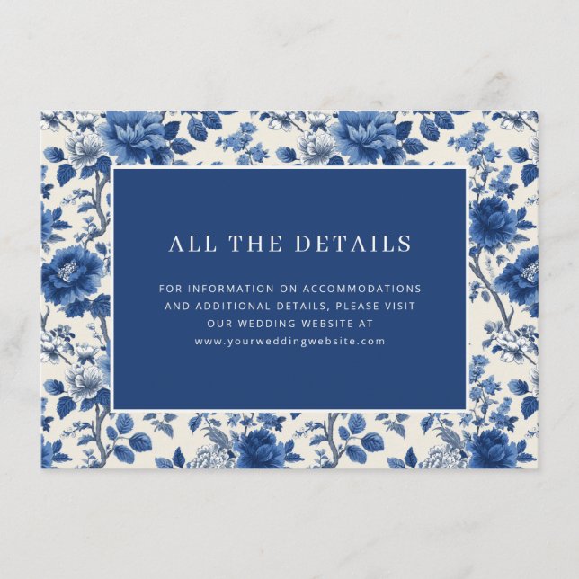 Elegant Blue Floral Enclosure Card (Front)