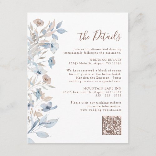 Elegant Blue Floral Enclosure Card