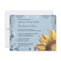 Elegant Blue Floral Formal Wedding Invite