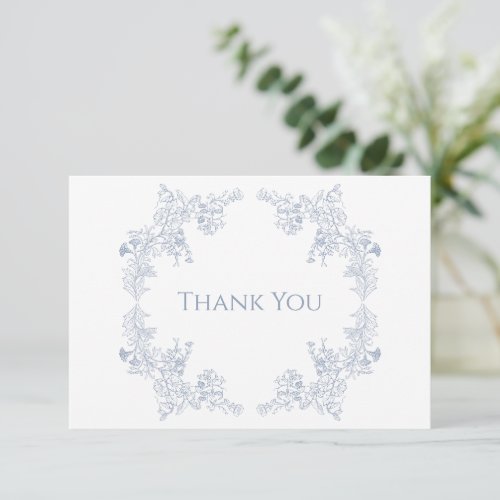 Elegant Blue Floral Funeral Thank You Card
