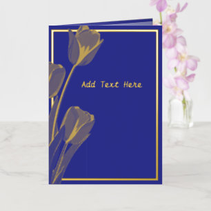 Elegant Blue Floral Gold Foil Card