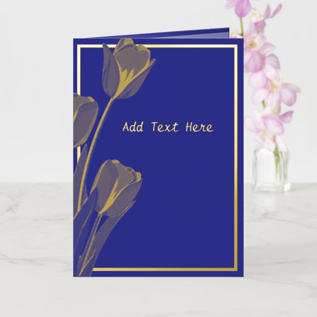 Elegant Blue Floral Gold Foil Card (Orchid)