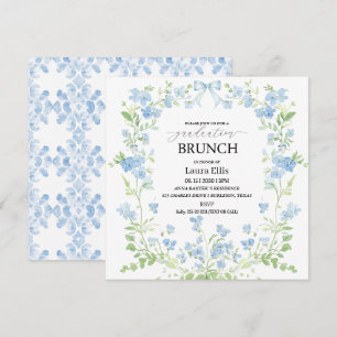 Elegant blue floral graduation brunch Invitation