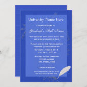 Elegant blue floral graduation ceremony invitation (Front/Back)