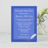 Elegant blue floral graduation ceremony invitation (Standing Front)