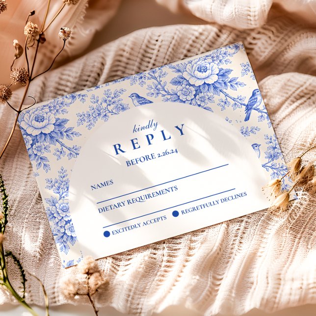 Elegant Blue Floral Graduation Party RSVP Card (Creator Uploaded)