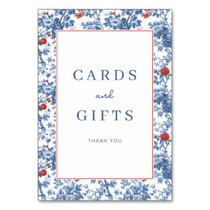 Elegant Blue Floral Gratitude Border Table Number