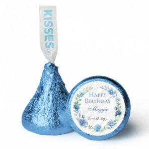 Elegant Blue Floral Happy Birthday Hershey®'s Kisses®
