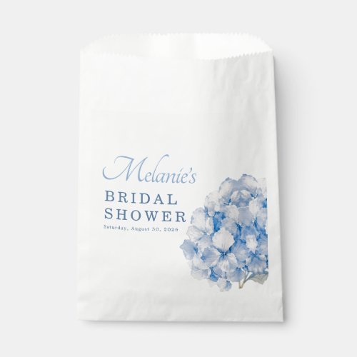 Elegant Blue Floral Hydrangea Bridal Shower Favor Bag