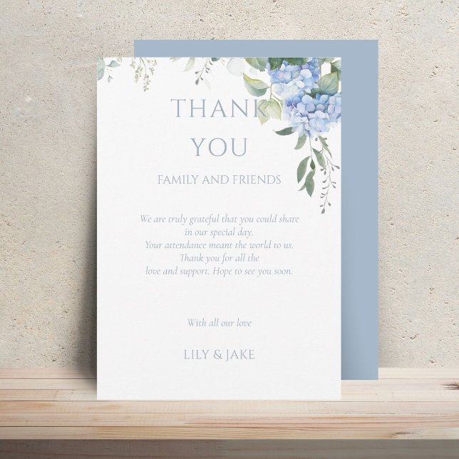 Elegant Blue Floral Hydrangea Wedding Thank You (Creator Uploaded)
