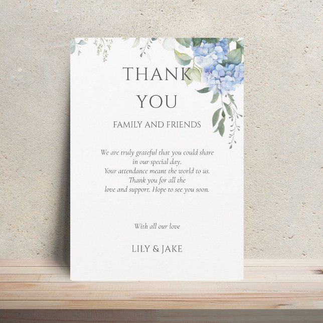 Elegant Blue Floral Hydrangea Wedding Thank You (Creator Uploaded)