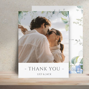 Elegant Blue Floral Hydrangea Wedding Thank You Postcard