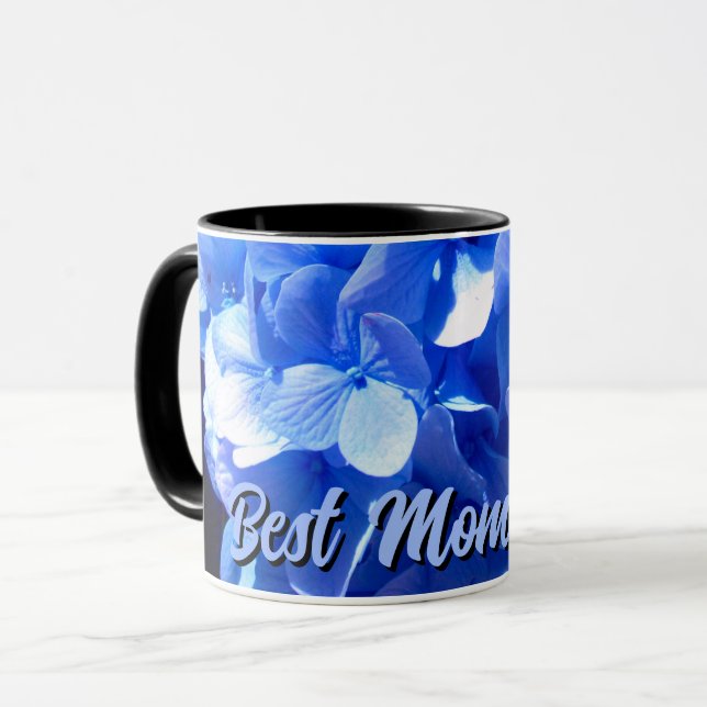 Elegant blue floral hydrangeas Best Mom Ever Mug (Front Left)