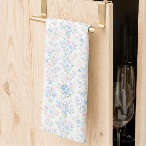 Elegant Blue Floral Kitchen Towels