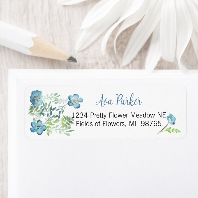 Elegant Blue Floral Label (Insitu)