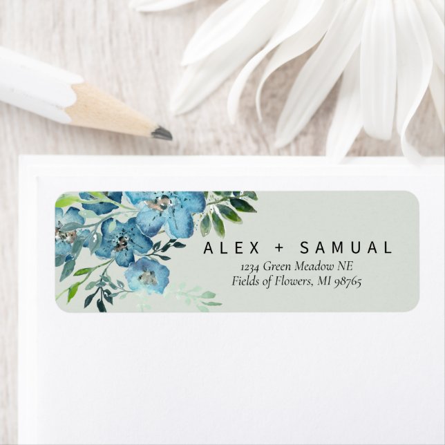 Elegant Blue Floral  Label (Insitu)