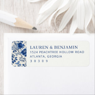 Elegant Blue Floral Label