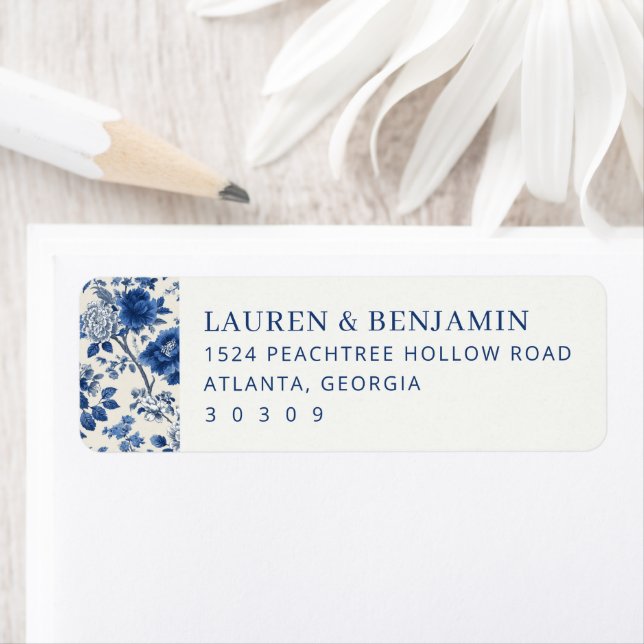 Elegant Blue Floral Label (Insitu)
