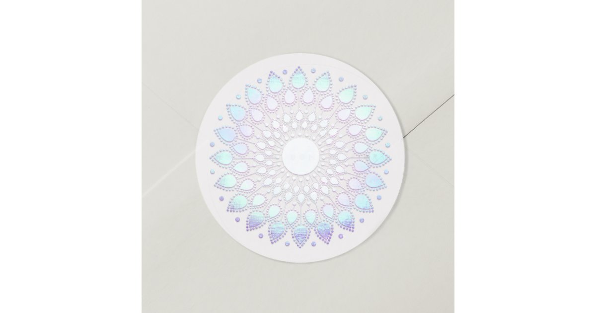 Elegant Blue Floral Lotus Mandala Classic Round Sticker | Zazzle