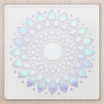 Elegant Blue Floral  Lotus Mandala Glass Coaster<br><div class="desc">Unique artistic design featuring faux foil lotus mandala. Great design for an energy worker,  counselor life coach and more.</div>