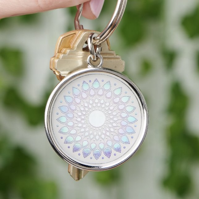 Elegant Blue Floral  Lotus Mandala Keychain (Creator Uploaded)