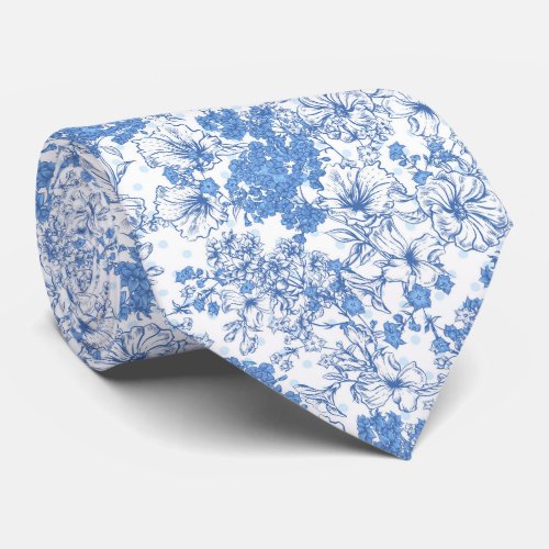 Elegant Blue Floral Neck Tie