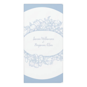 Elegant Blue Floral Open House Wedding Reception I Door Sign