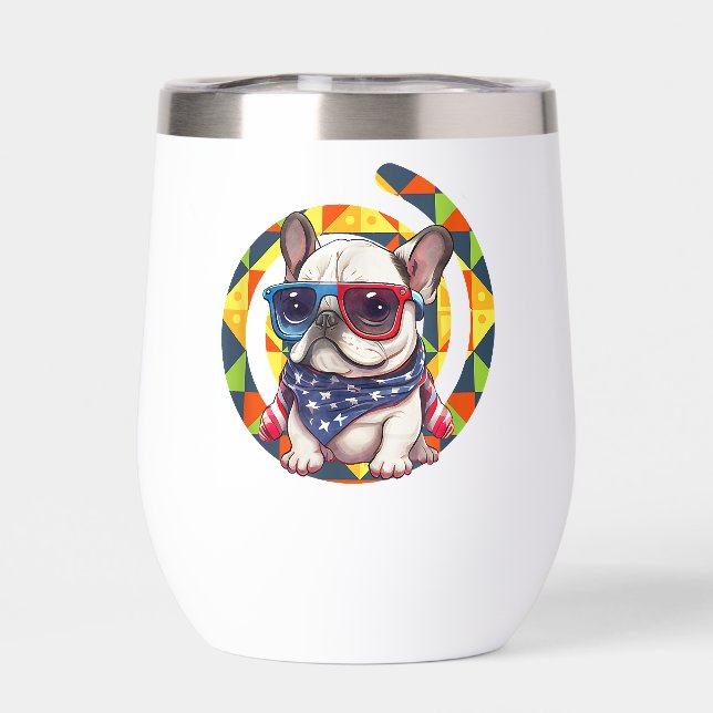 Elegant Blue Floral Pattern Ceramic Thermal Wine Tumbler (Back)