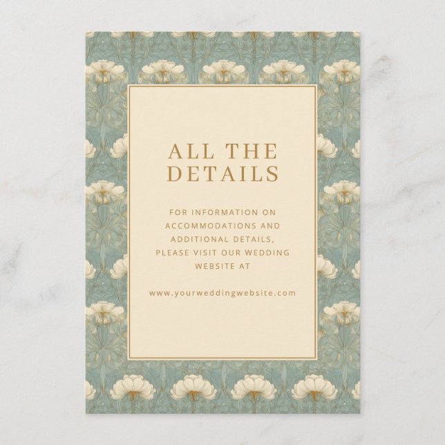 Elegant Blue Floral Pattern Enclosure Card (Front)