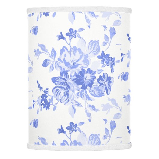 Elegant Blue Floral Pattern Lamp Shade (Front)