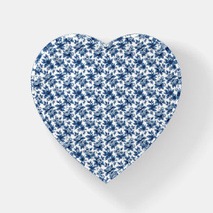 Elegant Blue Floral Pattern Vintage Peonies Paperweight