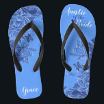 Elegant Blue Floral Pattern Wedding Flip Flops<br><div class="desc">Featuring line illustration of floral pattern on the blue background, these elegant flip flops are a memorable gift for wedding party members: bride, bridesmaids, mother/auntie of the bride, maid of honor... They will add a stylish dose of glam to your wedding day, bachelorette party, or other celebration. ♥Customize it with your wording by...</div>