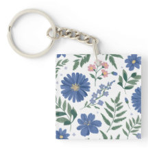 Elegant Blue Floral Pattern with Fresh Greenery