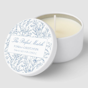 Elegant Blue Floral Perfect Match Bridal Shower Mini Candle Favors