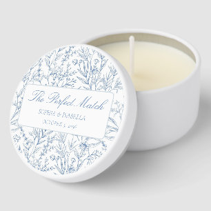 Elegant Blue Floral Perfect Match Candle Favor Mini Candle Favors