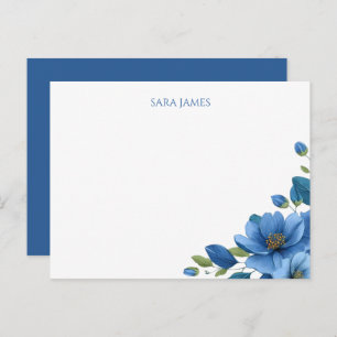 Elegant Blue Floral Personal Postcard