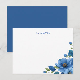Elegant Blue Floral Personal Postcard