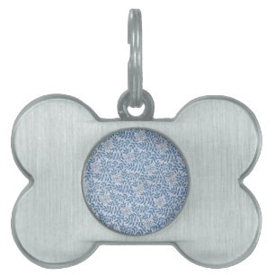 ELEGANT BLUE FLORAL PET NAME TAG