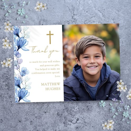 Elegant Blue Floral Photo Confirmation