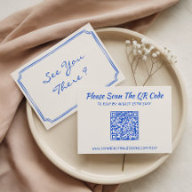 Elegant Blue Floral QR Code Wedding