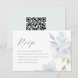 Elegant Blue Floral Quinceanera QR Code RSVP
