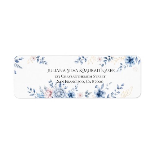 Elegant Blue Floral Return Address Labels