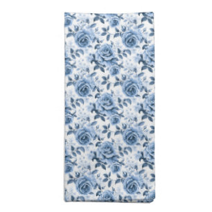 Elegant blue floral rose pattern tiled  cloth napkin